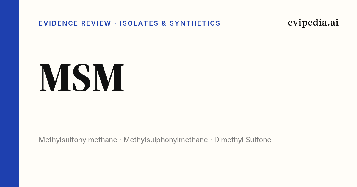 MSM for Health & Longevity - Quick Reference Sheet